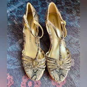 Chinese Laundry Siesta Dust Vipera Snakeskin Platform Wedge - 6.5